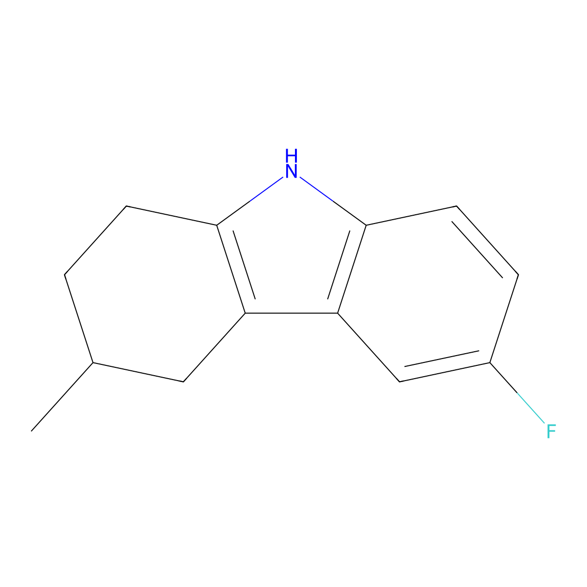 6-fluoro-3-methyl-2,3,4,9-tetrahydro-1H-carbazole molecular structure, CAS 1490476-08-8
