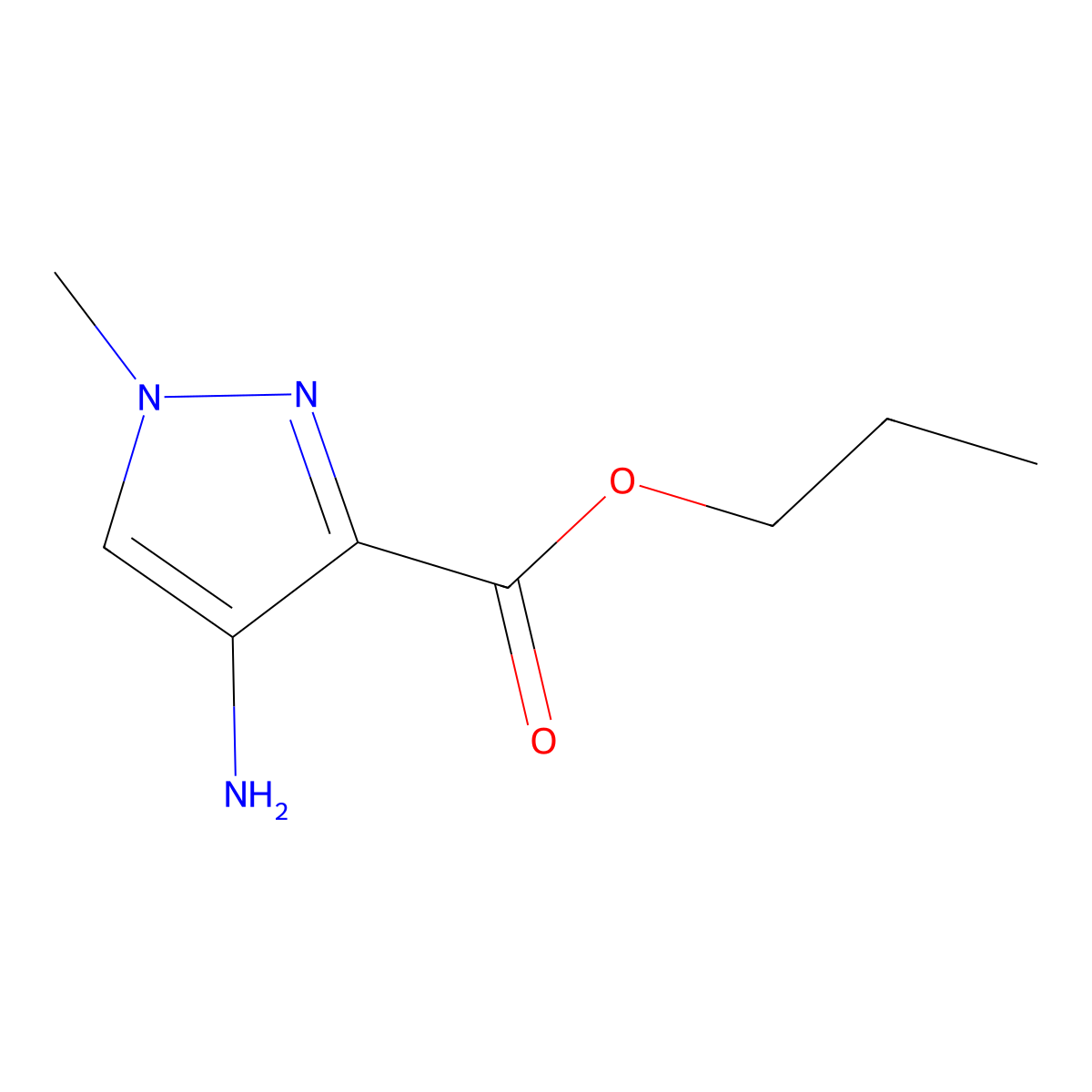 Propyl 4-amino-1-methyl-1h-pyrazole-3-carboxylate molecular structure, CAS 1490479-95-2