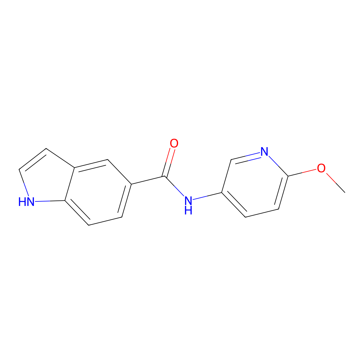 N-(6-methoxypyridin-3-yl)-1H-indole-5-carboxamide molecular structure, CAS 1490489-67-2