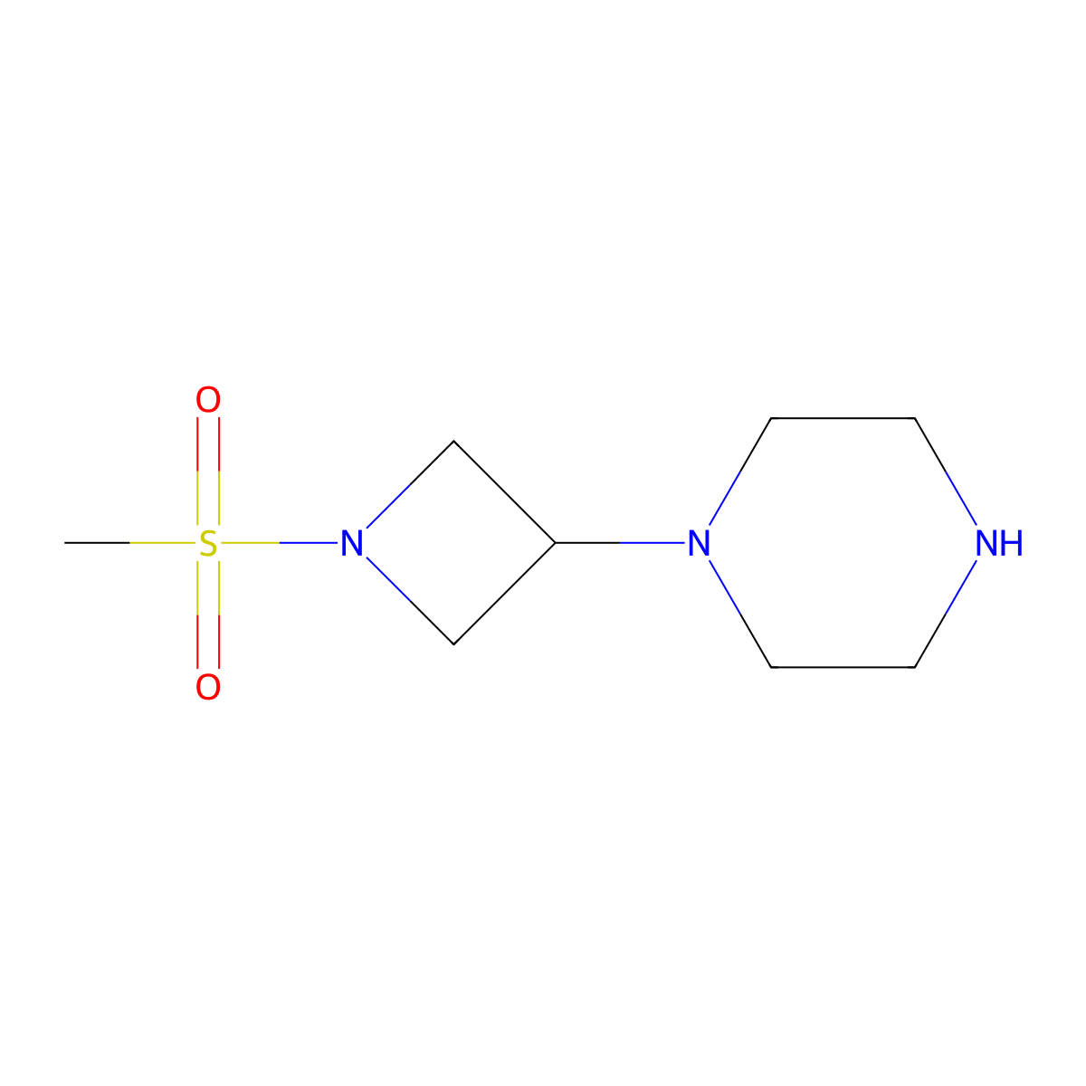 1-(1-Methanesulfonylazetidin-3-yl)piperazine molecular structure, CAS 1490504-56-7