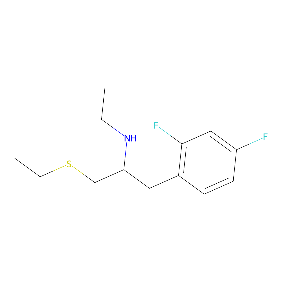 (1-(2,4-Difluorophenyl)-3-(ethylsulfanyl)propan-2-yl)(ethyl)amine molecular structure, CAS 1490532-16-5