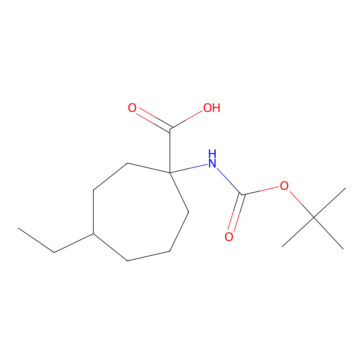 1-{[(Tert-butoxy)carbonyl]amino}-4-ethylcycloheptane-1-carboxylic acid molecular structure, CAS 1490539-56-4