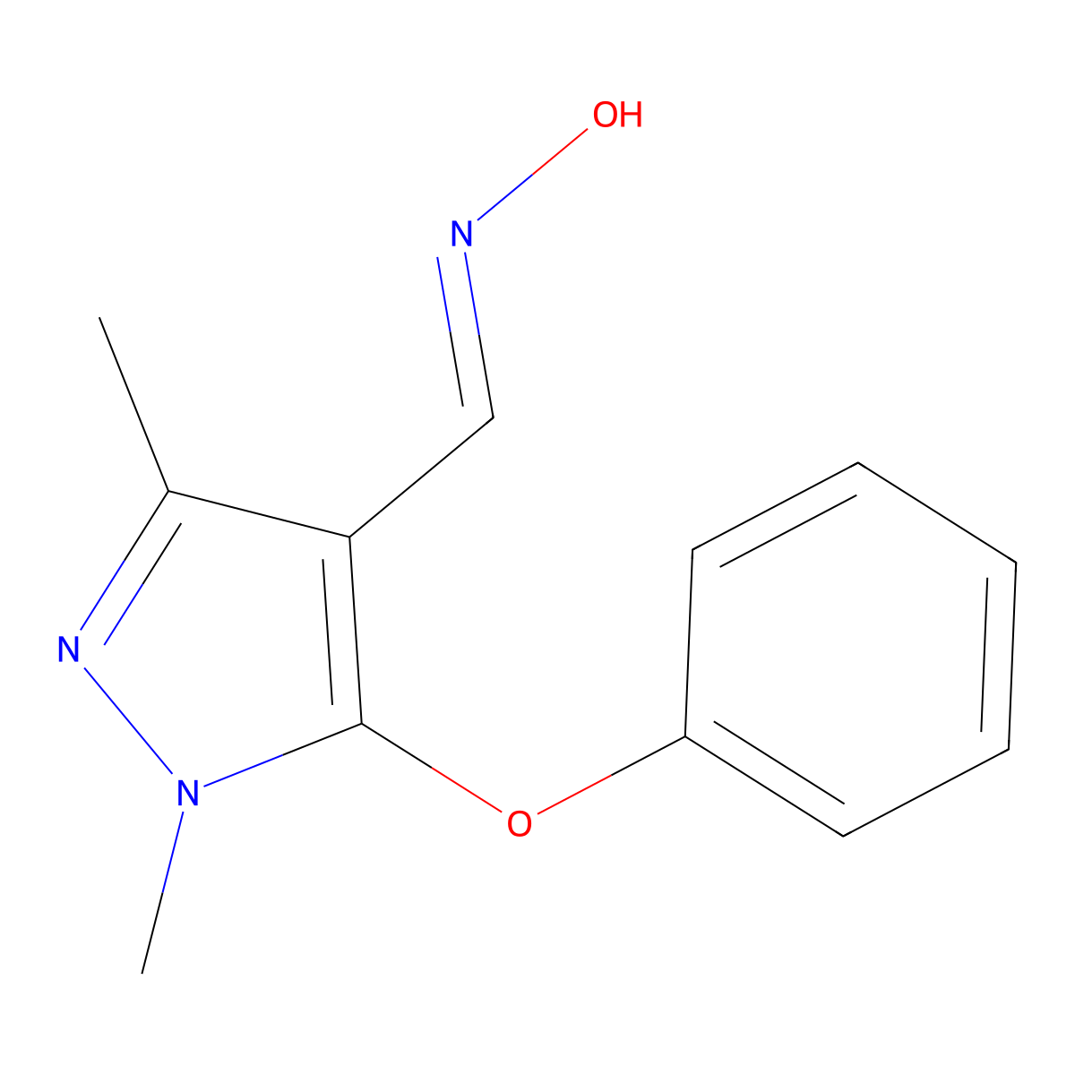 1,3-Dimethyl-5-phenoxy-1H-pyrazole-4-carbaldehyde oxime molecular structure, CAS 149054-67-1