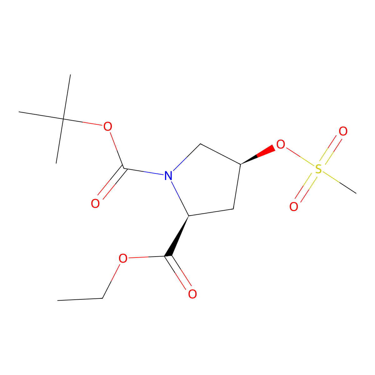 cis-1-Boc-4-(mesyloxy)-L-proline ethyl ester molecular structure, CAS 149055-71-0