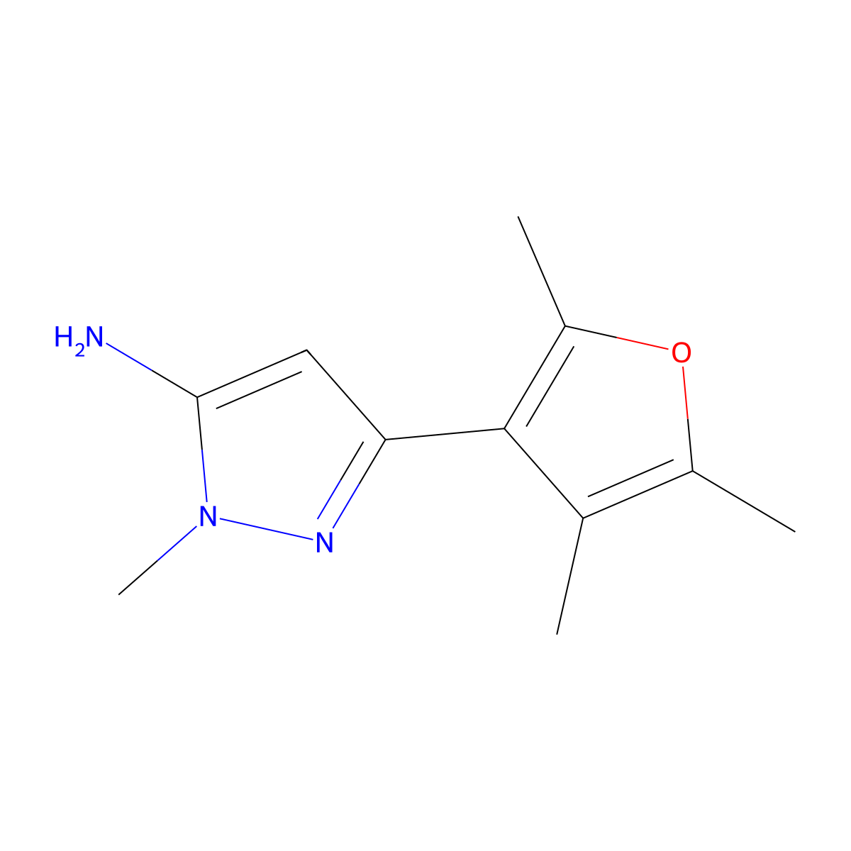 1-Methyl-3-(2,4,5-trimethylfuran-3-yl)-1h-pyrazol-5-amine molecular structure, CAS 1490551-69-3