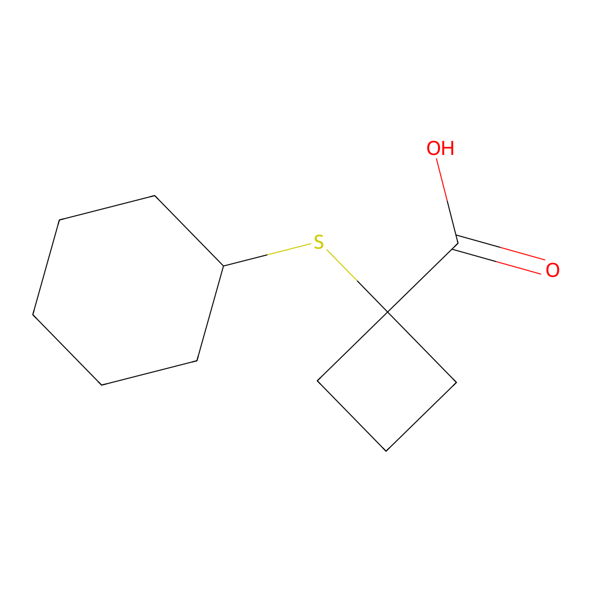 1-(Cyclohexylsulfanyl)cyclobutane-1-carboxylic acid molecular structure, CAS 1490552-72-1