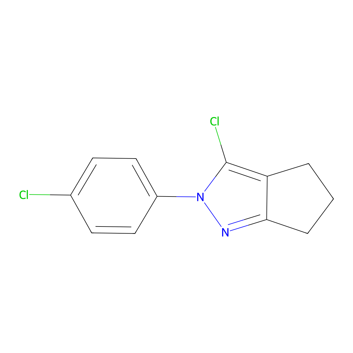 3-chloro-2-(4-chlorophenyl)-2H,4H,5H,6H-cyclopenta(c)pyrazole molecular structure, CAS 1490558-04-7