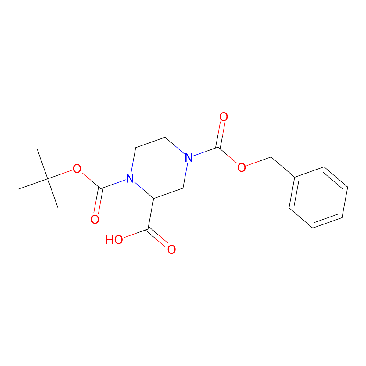4-((Benzyloxy)carbonyl)-1-((tert-butoxy)carbonyl)piperazine-2-carboxylic acid molecular structure, CAS 149057-19-2