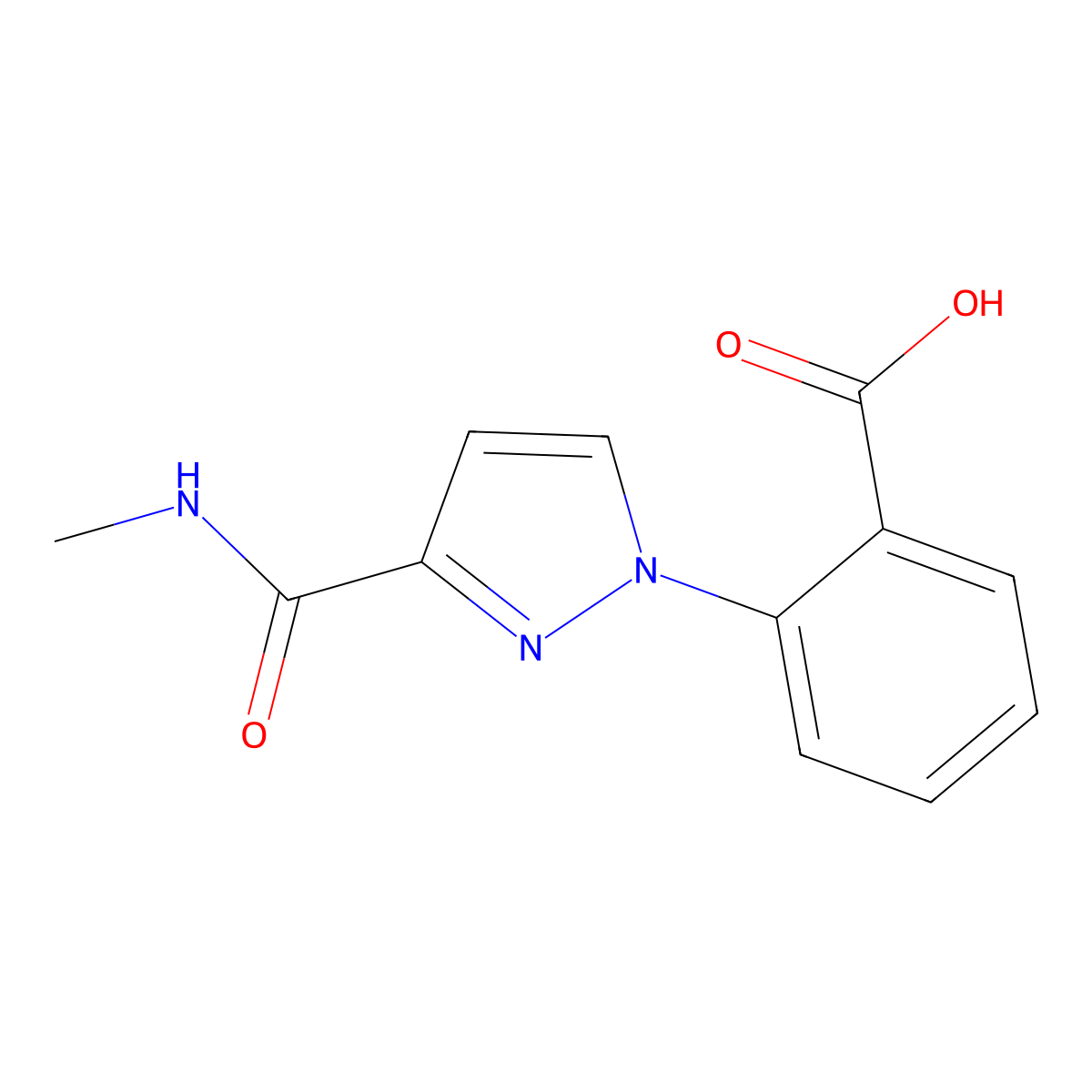 2-[3-(Methylcarbamoyl)pyrazol-1-yl]benzoic acid molecular structure, CAS 1490574-64-5