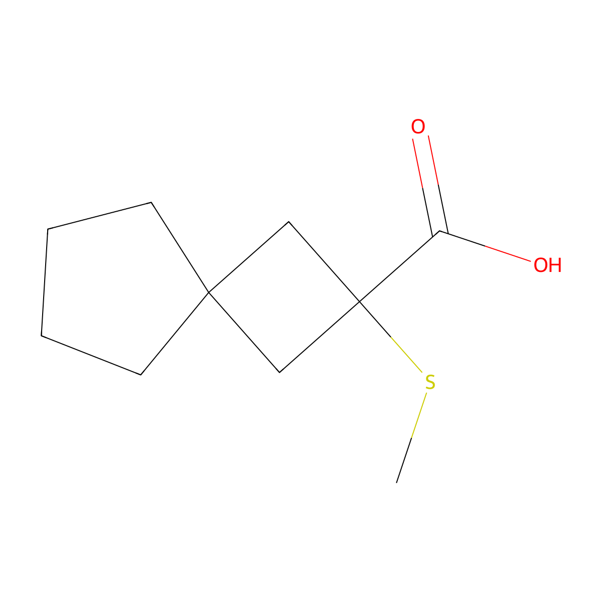 2-(Methylsulfanyl)spiro[3.4]octane-2-carboxylic acid molecular structure, CAS 1490578-35-2
