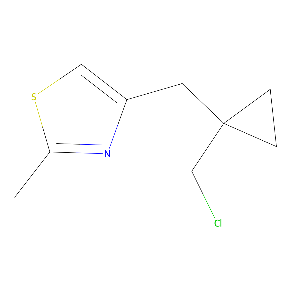 4-([1-(Chloromethyl)cyclopropyl]methyl)-2-methyl-1,3-thiazole molecular structure, CAS 1490581-59-3