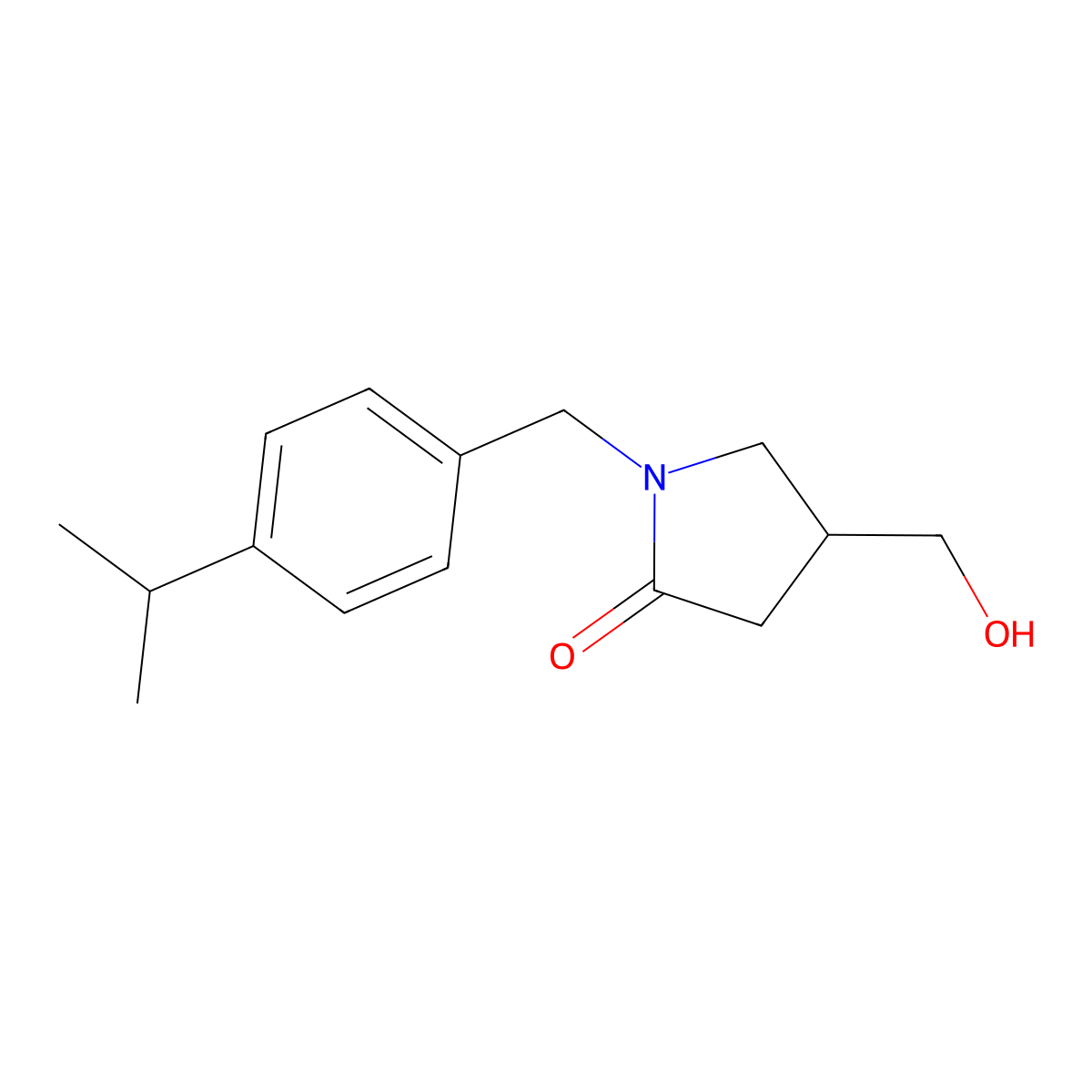 4-(Hydroxymethyl)-1-{[4-(propan-2-yl)phenyl]methyl}pyrrolidin-2-one molecular structure, CAS 1490589-92-8