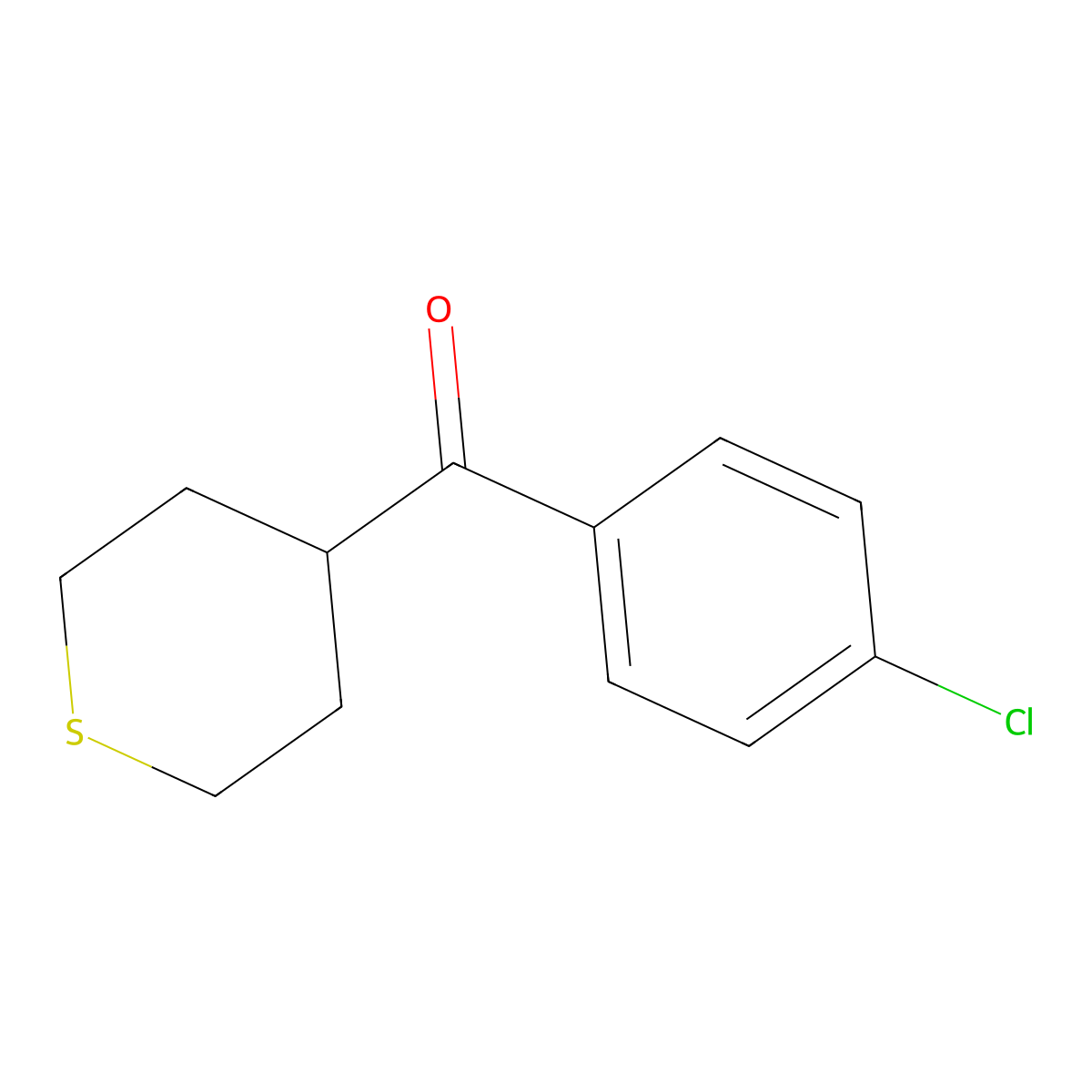 (4-Chlorophenyl)(thian-4-yl)methanone molecular structure, CAS 1490596-10-5