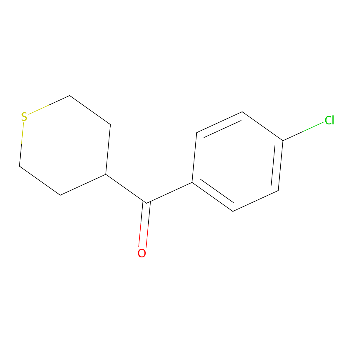 (4-Chlorophenyl)(thian-4-yl)methanone molecular structure, CAS 1490596-10-5