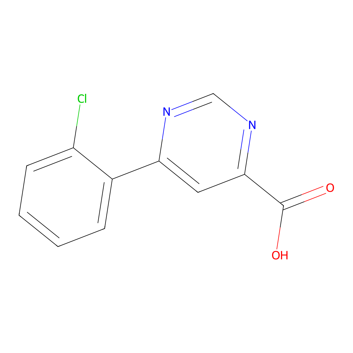 6-(2-Chlorophenyl)pyrimidine-4-carboxylic acid molecular structure, CAS 1490622-21-3