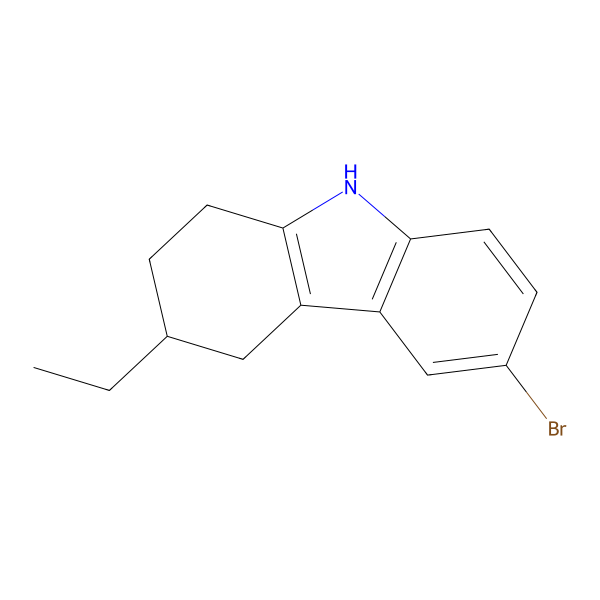 6-bromo-3-ethyl-2,3,4,9-tetrahydro-1H-carbazole molecular structure, CAS 1490623-36-3