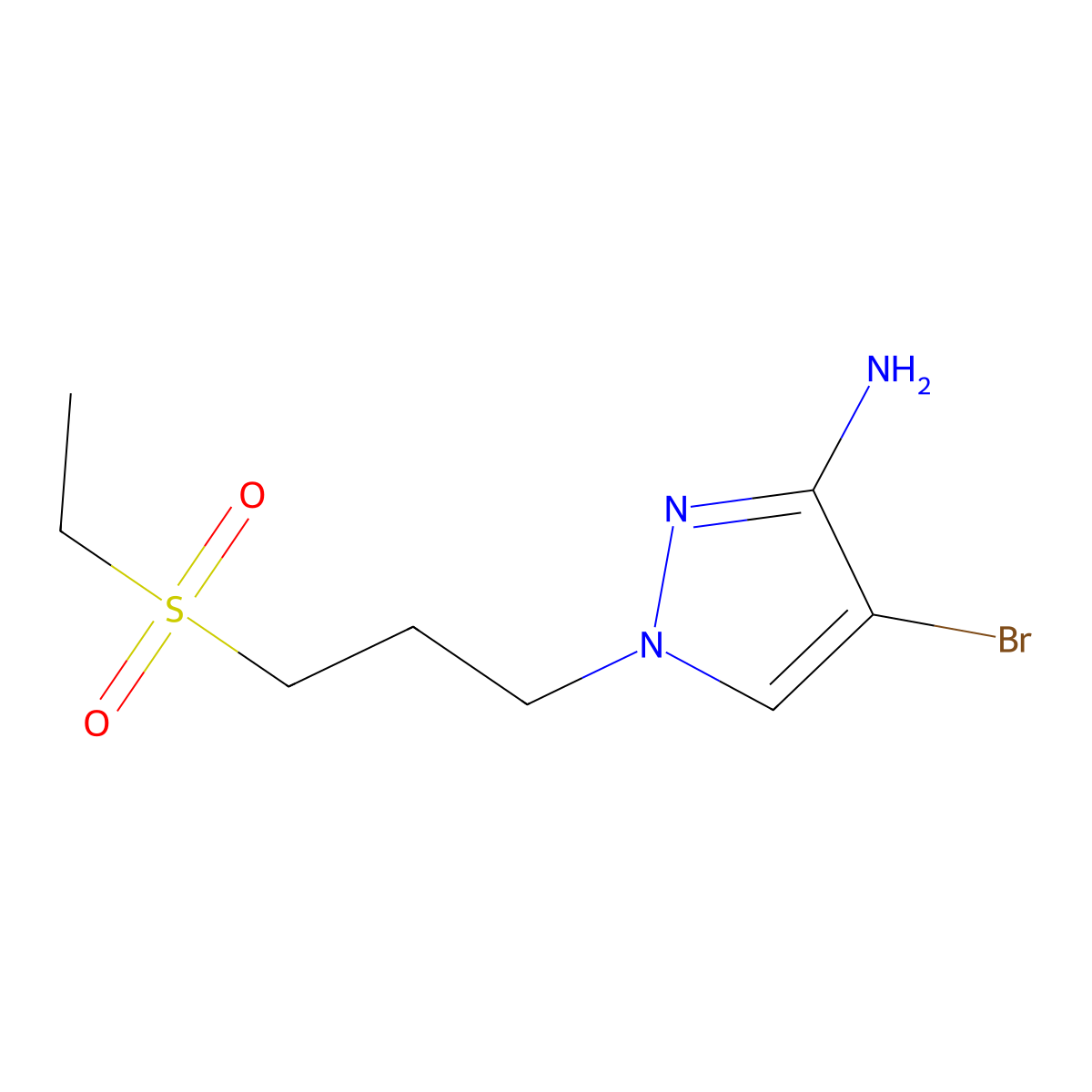 4-Bromo-1-(3-(ethylsulfonyl)propyl)-1h-pyrazol-3-amine molecular structure, CAS 1490633-37-8