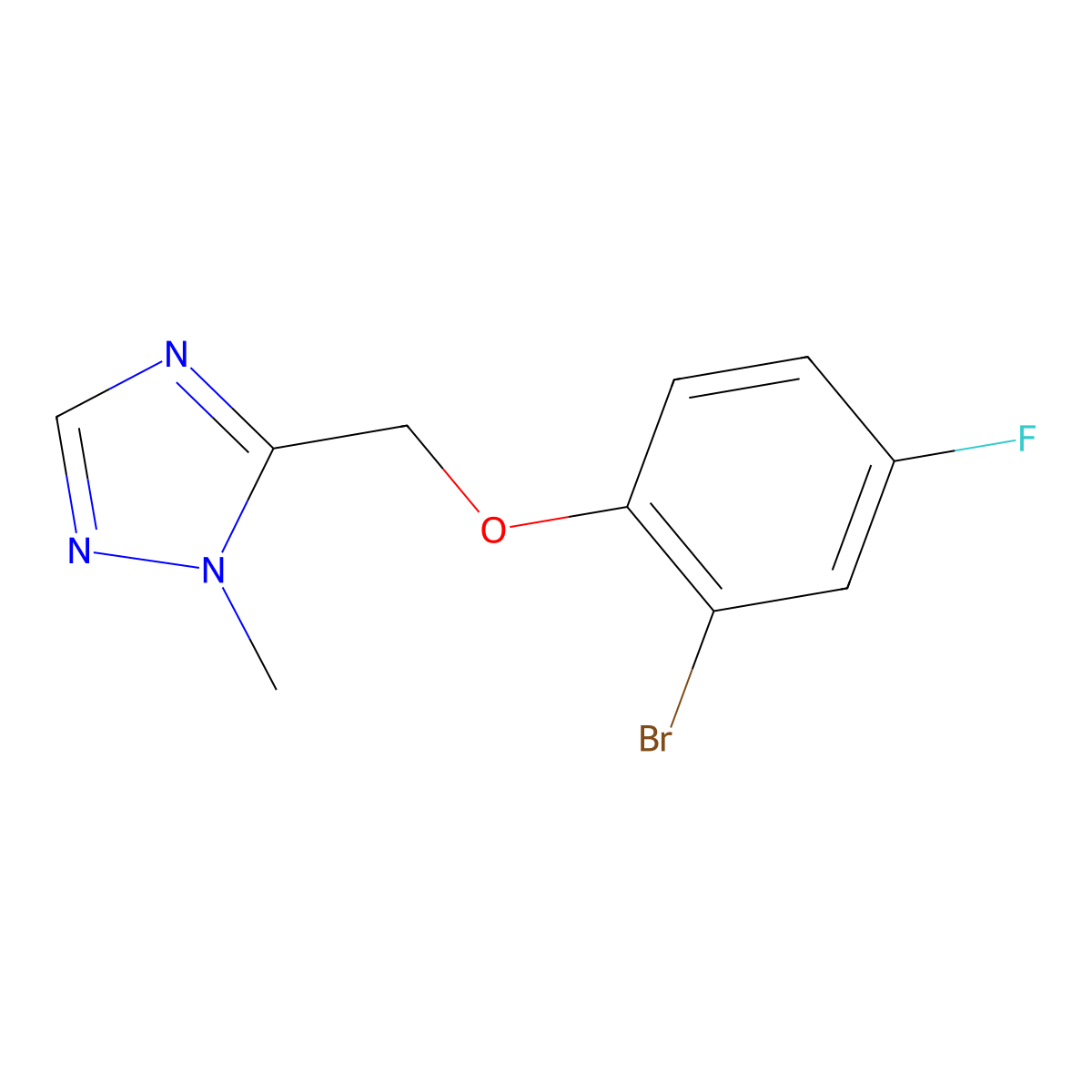 5-[(2-bromo-4-fluorophenoxy)methyl]-1-methyl-1H-1,2,4-triazole molecular structure, CAS 1490650-70-8
