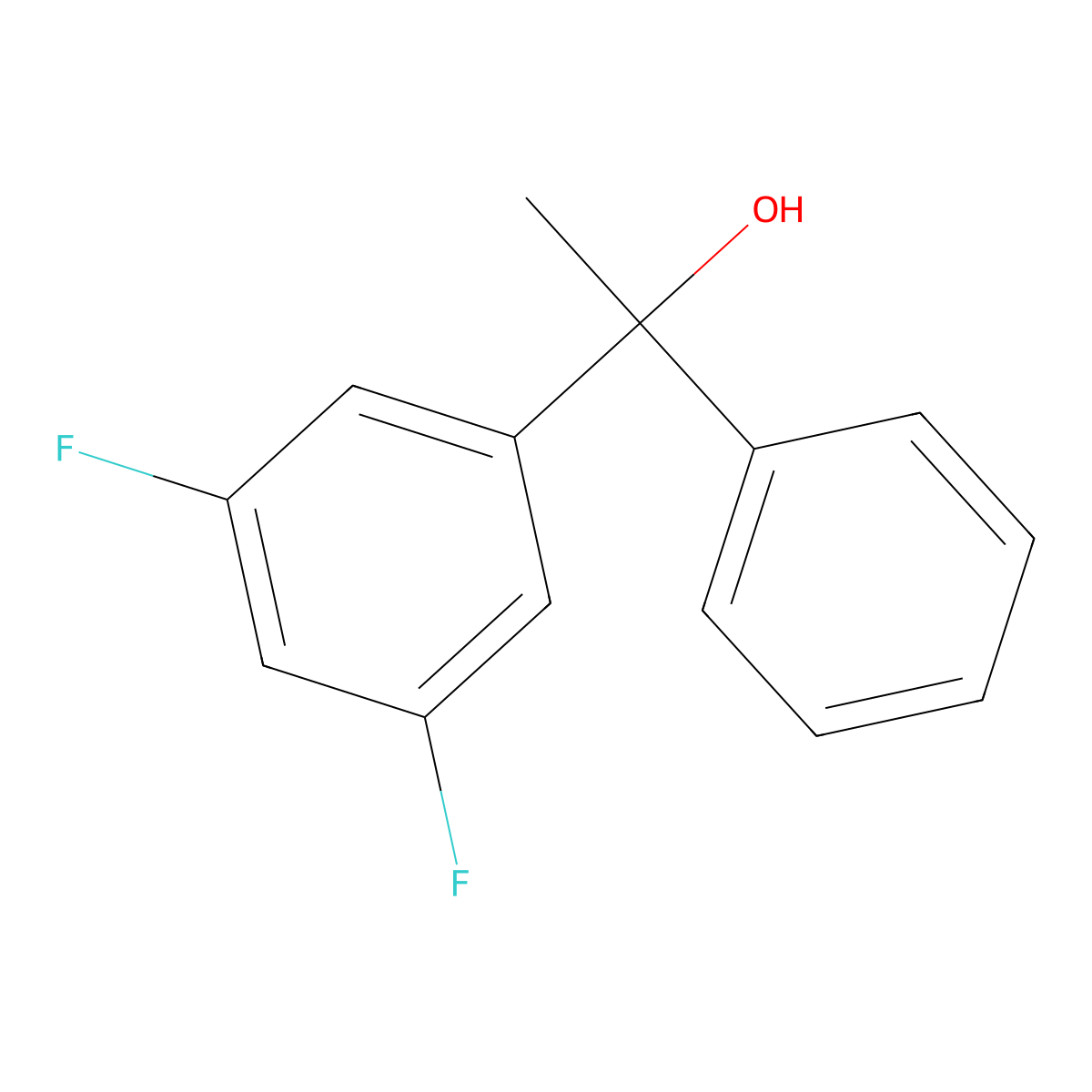 3,5-Difluoro-alpha-methyl-alpha-phenylbenzenemethanol molecular structure, CAS 1490676-93-1