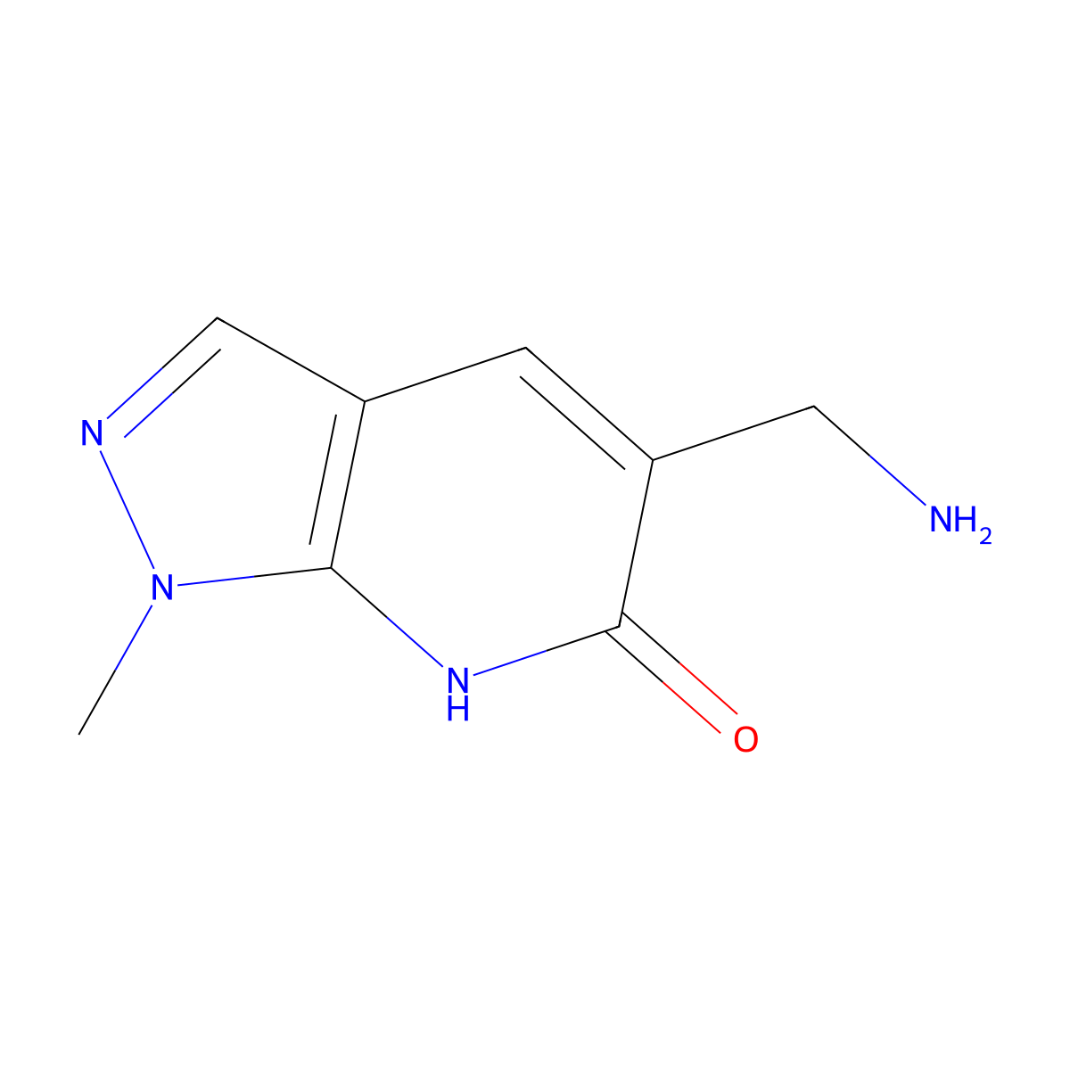 5-(Aminomethyl)-1-methyl-1H,6H,7H-pyrazolo[3,4-b]pyridin-6-one molecular structure, CAS 1490690-12-4