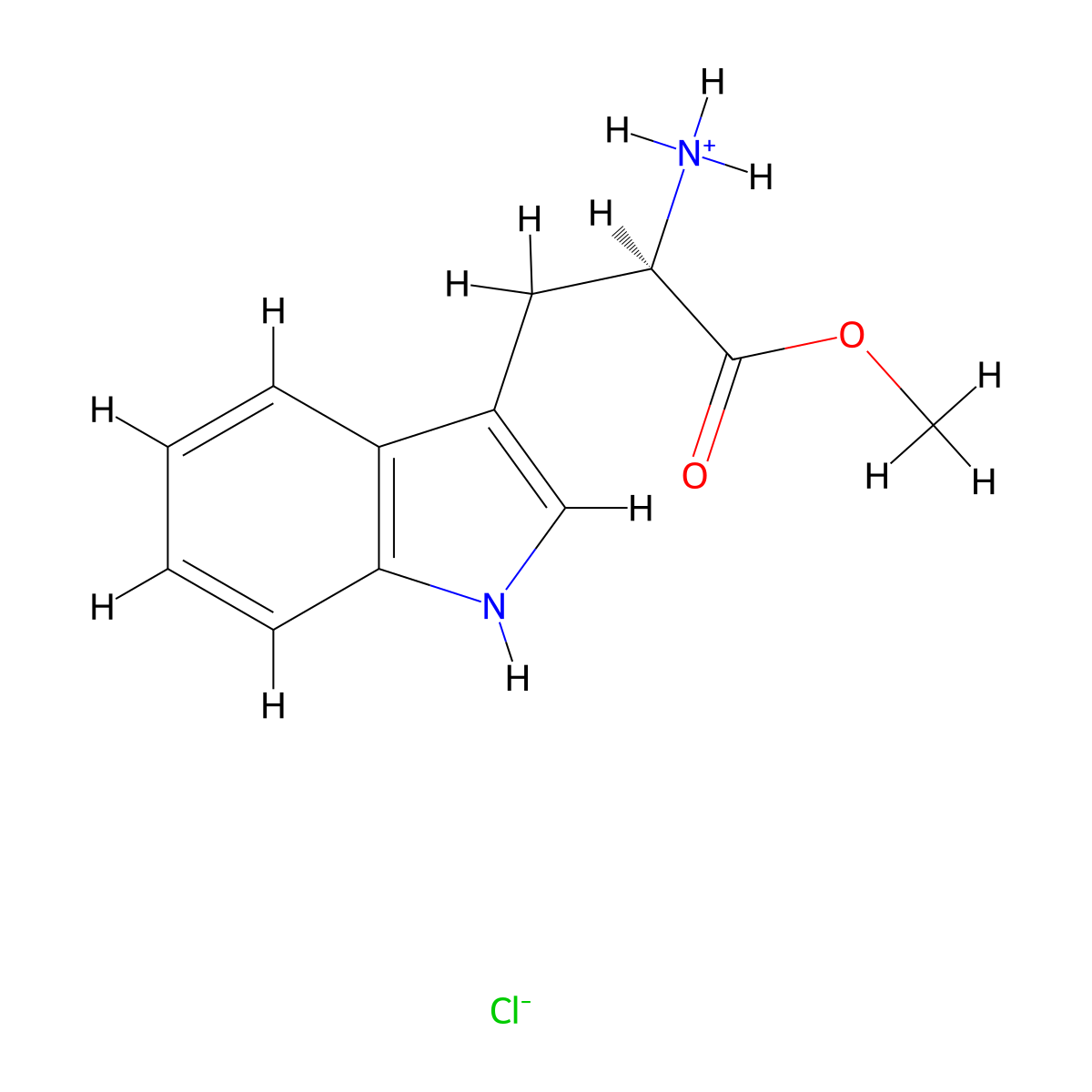 [(2R)-3-(1H-indol-3-yl)-1-methoxy-1-oxopropan-2-yl]azanium chloride molecular structure, CAS 14907-27-8