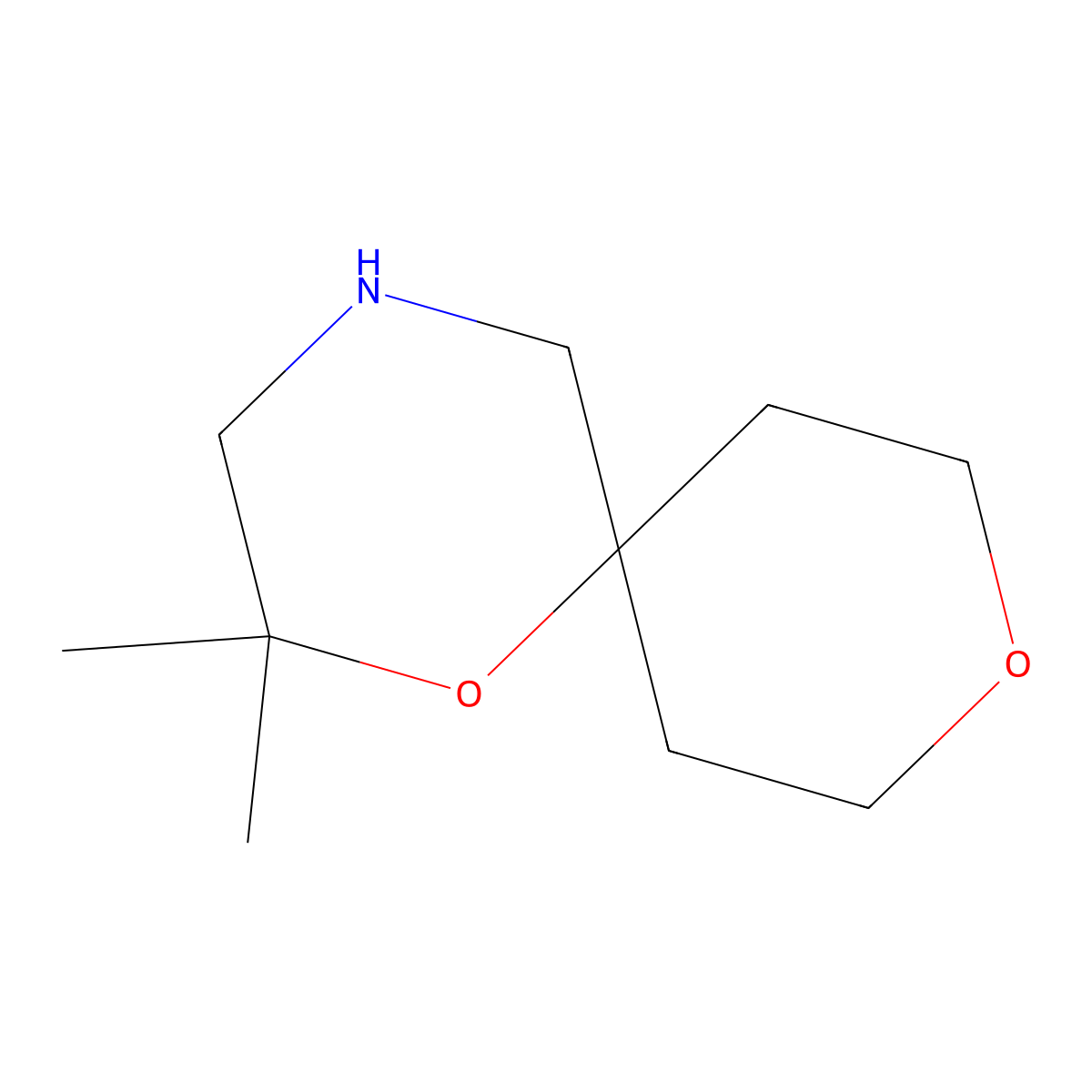 2,2-Dimethyl-1,9-dioxa-4-azaspiro[5.5]undecane molecular structure, CAS 1490727-81-5