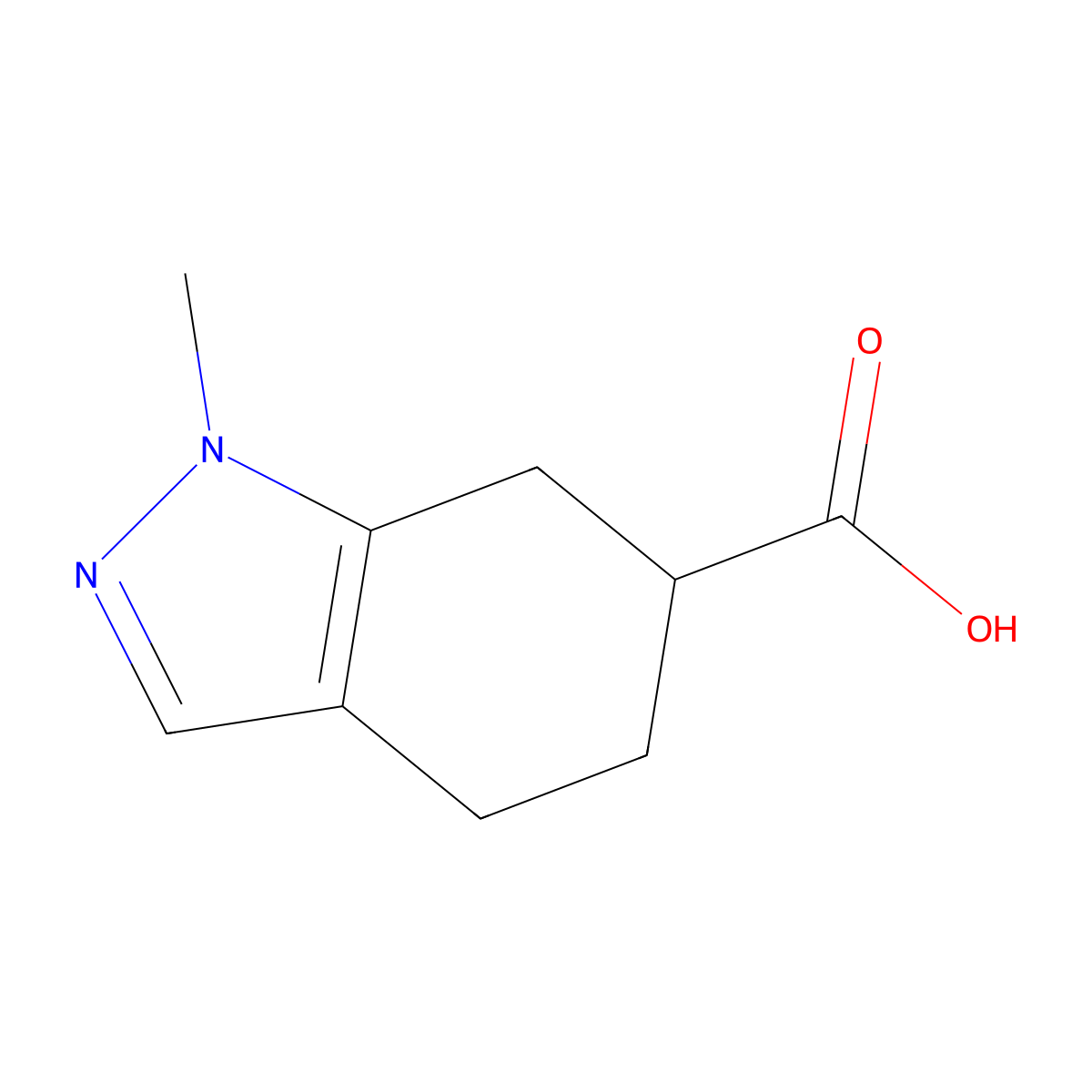 1-methyl-4,5,6,7-tetrahydro-1H-indazole-6-carboxylic acid molecular structure, CAS 1490736-66-7