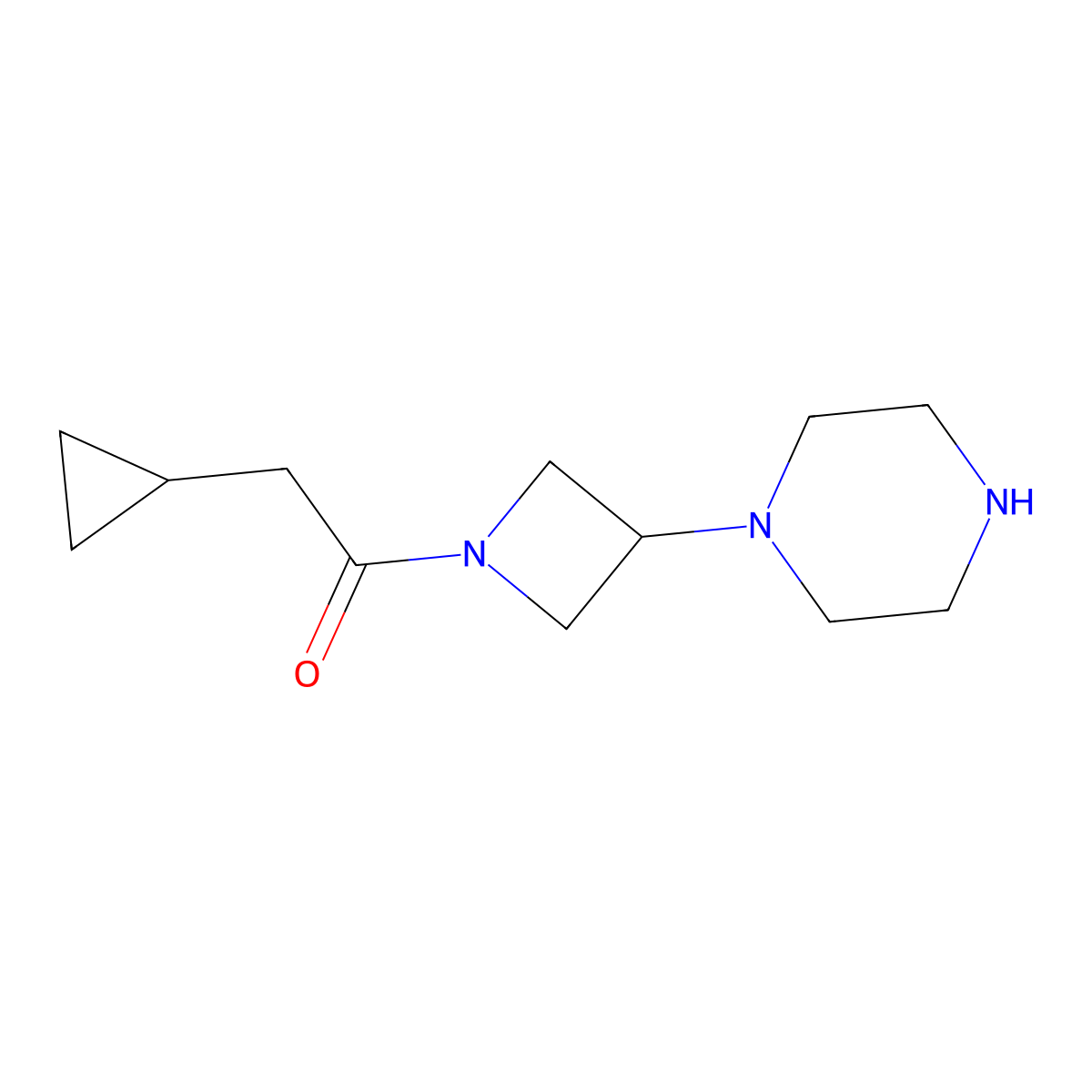 2-Cyclopropyl-1-[3-(piperazin-1-yl)azetidin-1-yl]ethan-1-one molecular structure, CAS 1490750-99-6