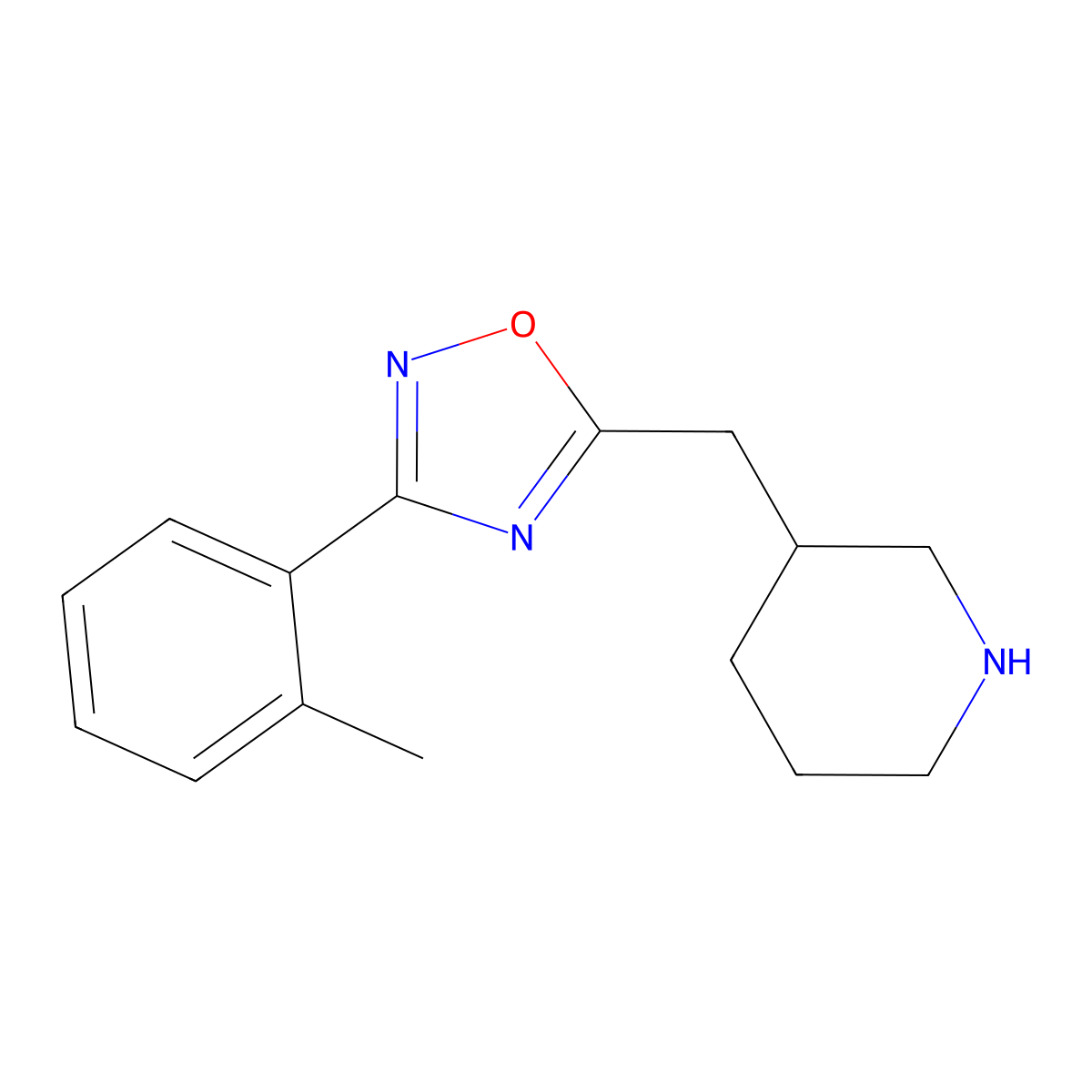5-(Piperidin-3-ylmethyl)-3-(o-tolyl)-1,2,4-oxadiazole molecular structure, CAS 1490752-44-7