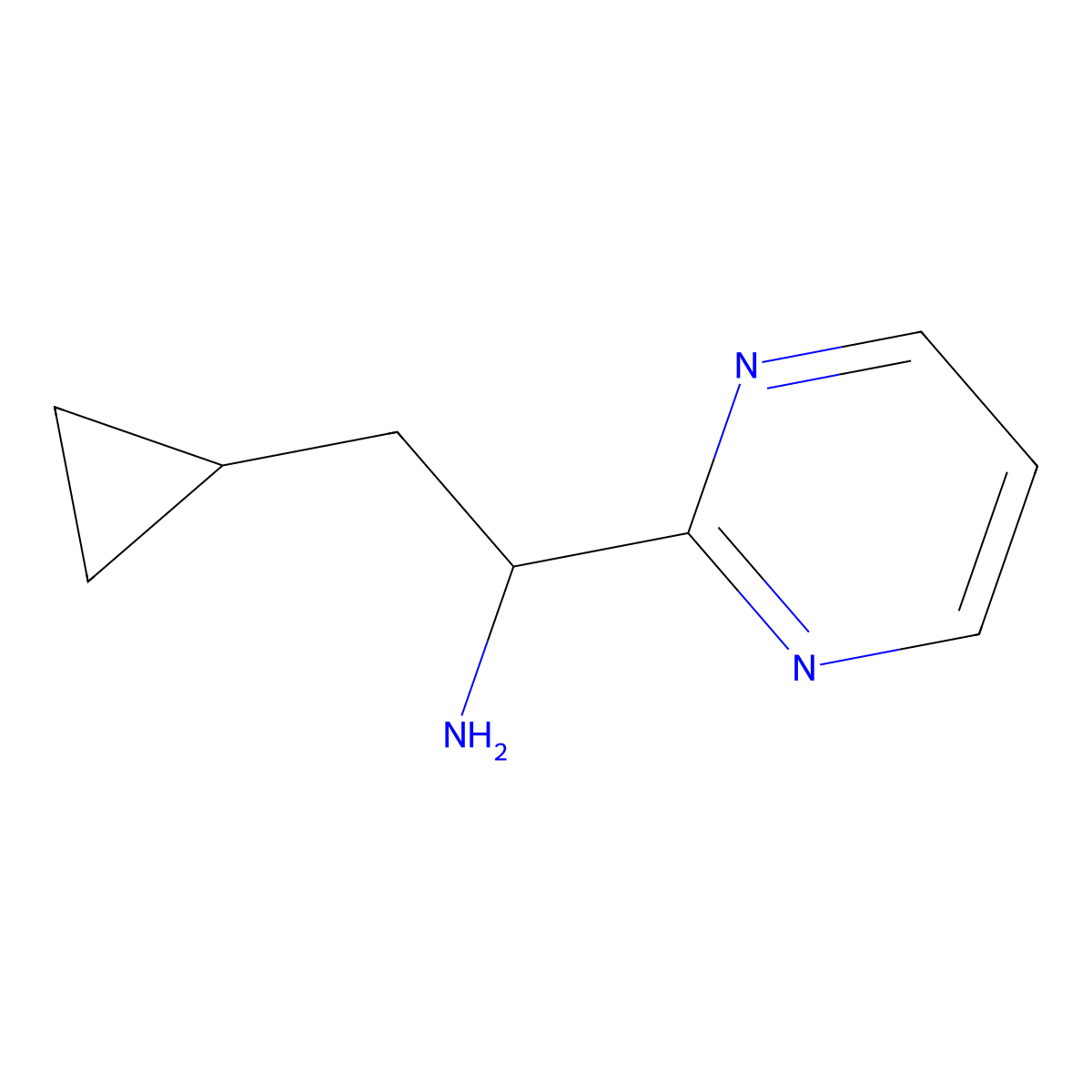 2-Cyclopropyl-1-(pyrimidin-2-yl)ethan-1-amine molecular structure, CAS 1490759-34-6