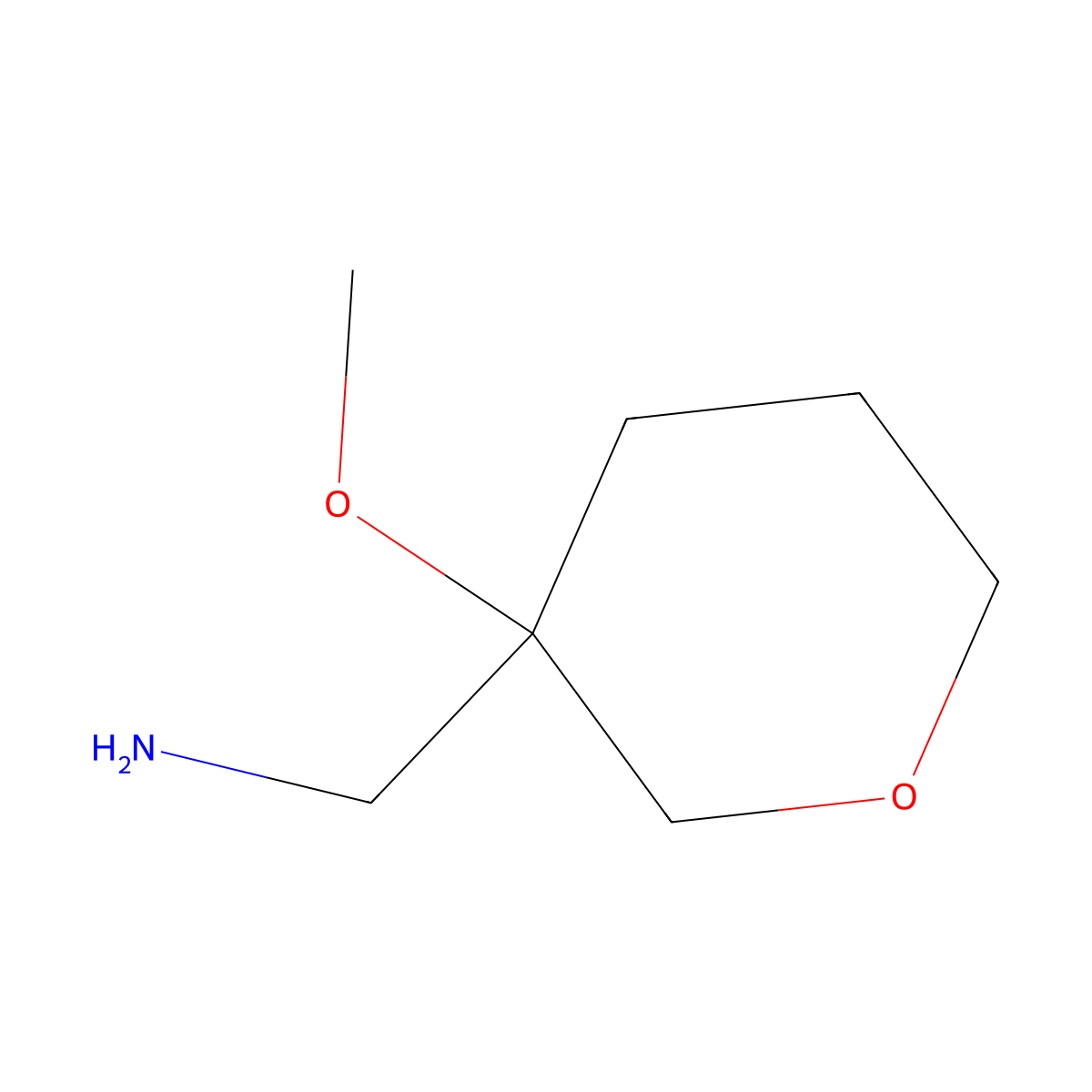 (3-Methoxyoxan-3-yl)methanamine molecular structure, CAS 1490786-29-2