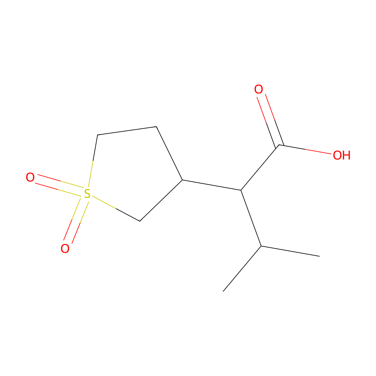 2-(1,1-Dioxidotetrahydrothiophen-3-yl)-3-methylbutanoic acid molecular structure, CAS 1490805-38-3