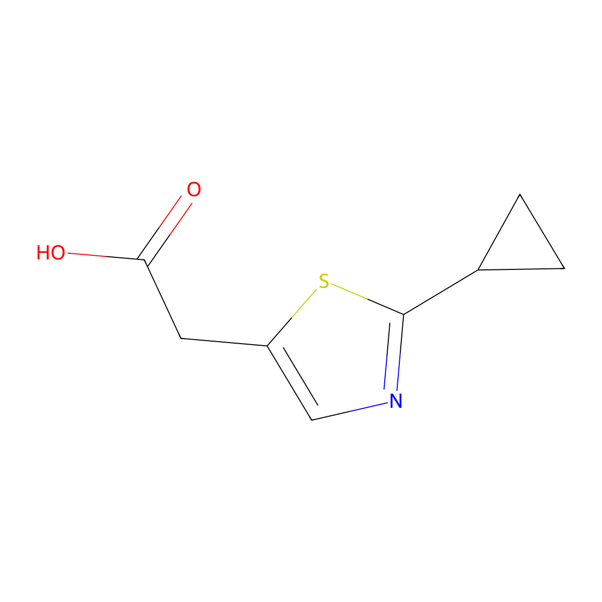 2-(2-Cyclopropylthiazol-5-yl)acetic acid molecular structure, CAS 1490810-51-9