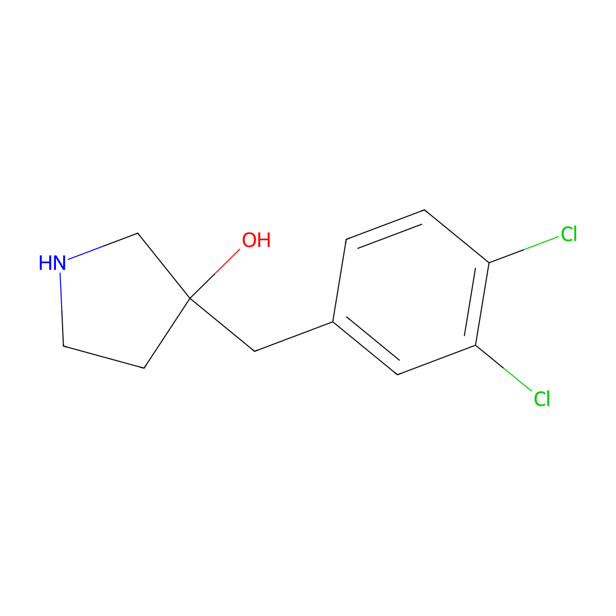 3-[(3,4-Dichlorophenyl)methyl]pyrrolidin-3-ol molecular structure, CAS 1490817-37-2