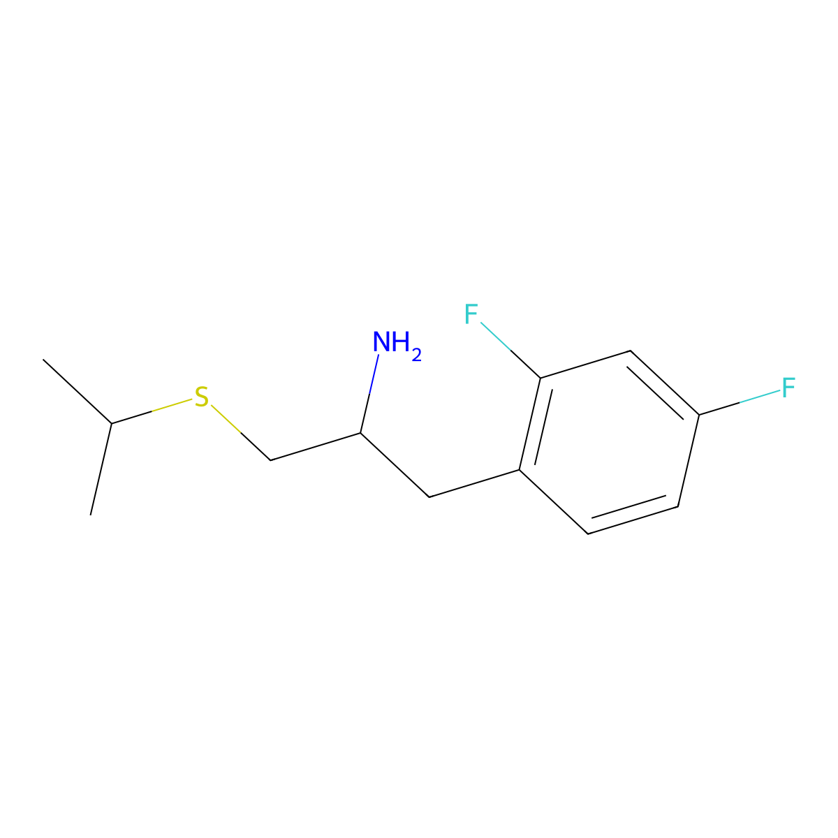 1-(2,4-Difluorophenyl)-3-(propan-2-ylsulfanyl)propan-2-amine molecular structure, CAS 1490826-03-3