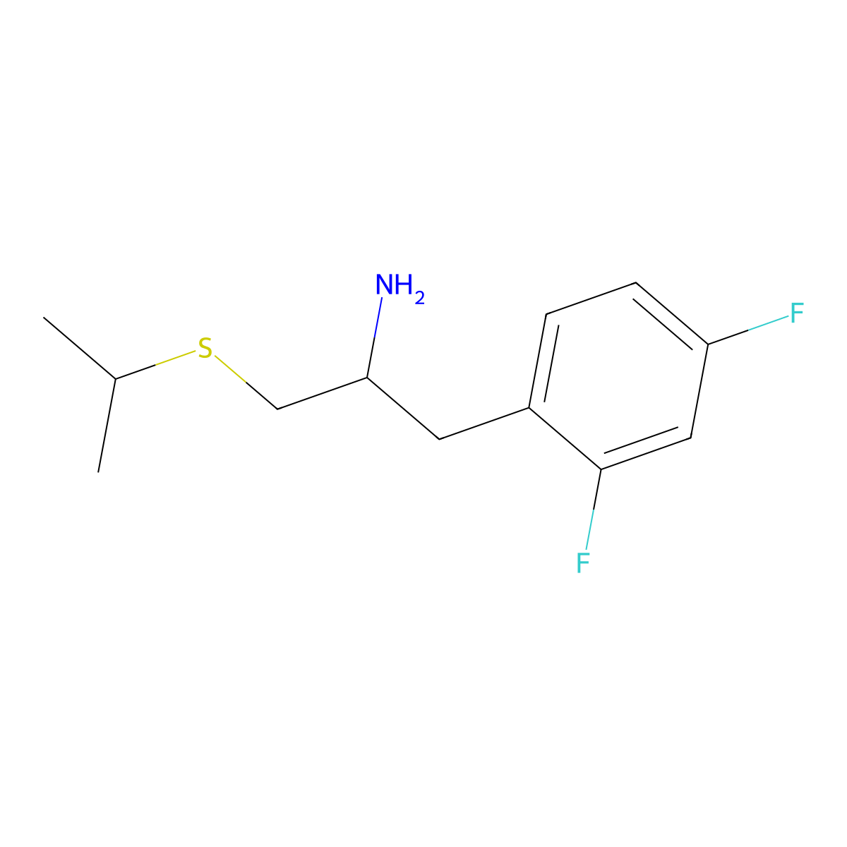 1-(2,4-Difluorophenyl)-3-(propan-2-ylsulfanyl)propan-2-amine molecular structure, CAS 1490826-03-3