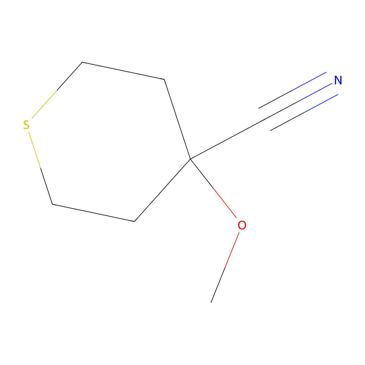 4-Methoxythiane-4-carbonitrile molecular structure, CAS 1490827-53-6