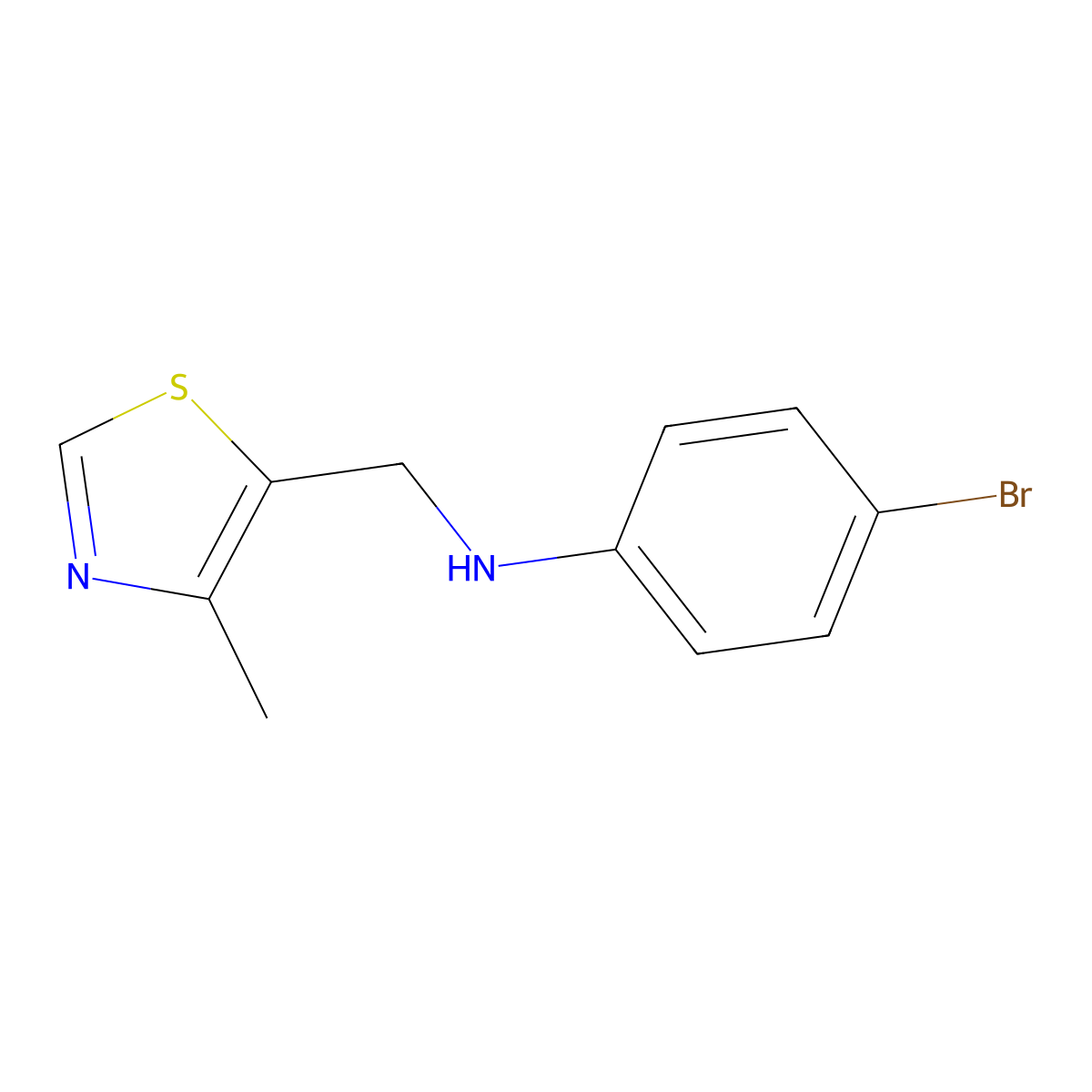 4-bromo-N-[(4-methyl-1,3-thiazol-5-yl)methyl]aniline molecular structure, CAS 1490830-69-7
