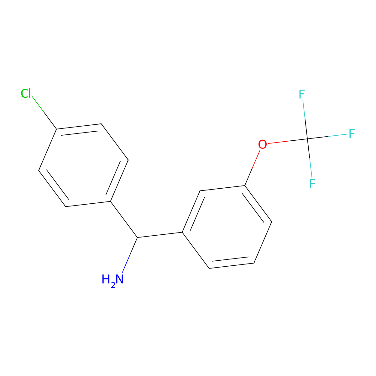 (4-Chlorophenyl)(3-(trifluoromethoxy)phenyl)methanamine molecular structure, CAS 1490842-51-7