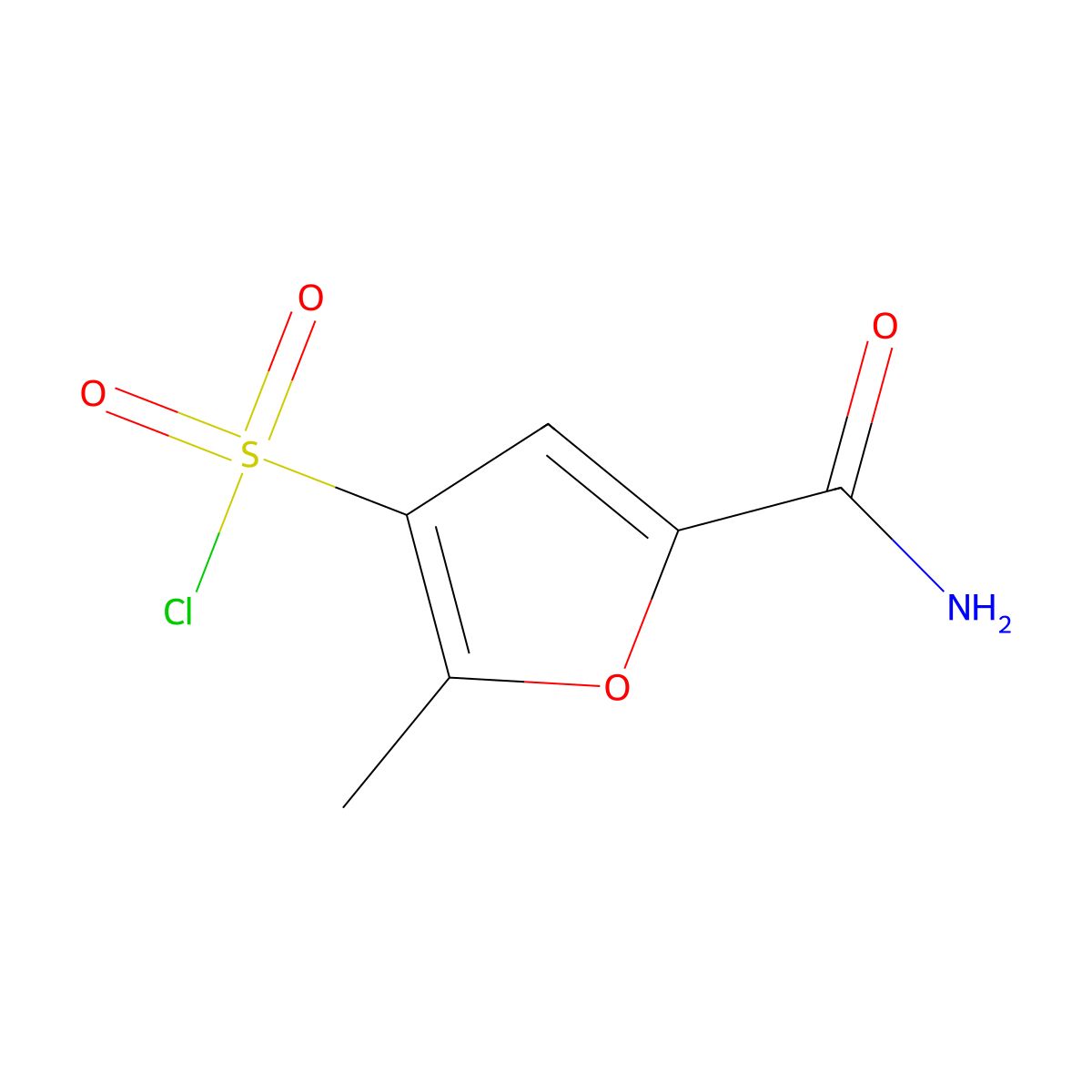 5-Carbamoyl-2-methylfuran-3-sulfonyl chloride molecular structure, CAS 1490847-28-3