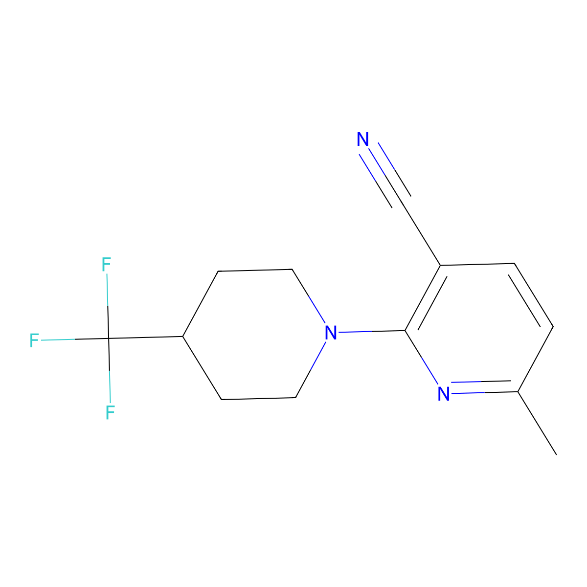6-Methyl-2-[4-(trifluoromethyl)piperidin-1-yl]pyridine-3-carbonitrile molecular structure, CAS 1490858-11-1