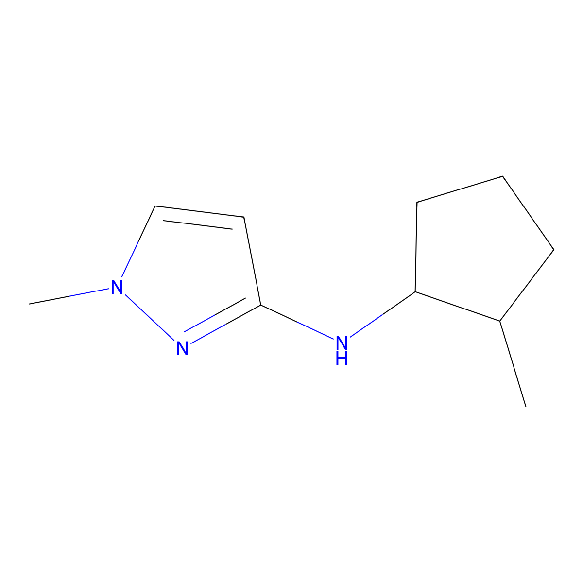 1-methyl-N-(2-methylcyclopentyl)-1H-pyrazol-3-amine molecular structure, CAS 1490858-65-5