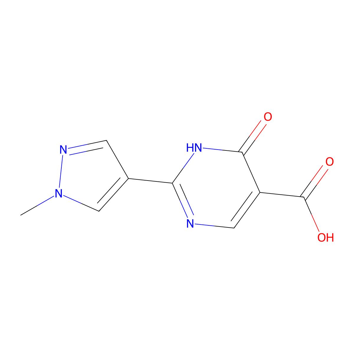 2-(1-Methyl-1h-pyrazol-4-yl)-6-oxo-1,6-dihydropyrimidine-5-carboxylic acid molecular structure, CAS 1490858-72-4