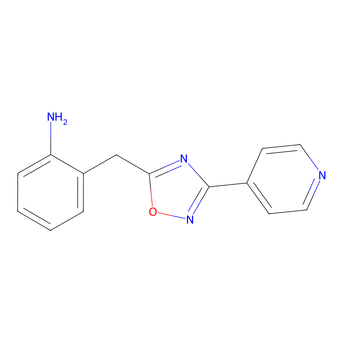 2-((3-(Pyridin-4-yl)-1,2,4-oxadiazol-5-yl)methyl)aniline molecular structure, CAS 1490865-26-3