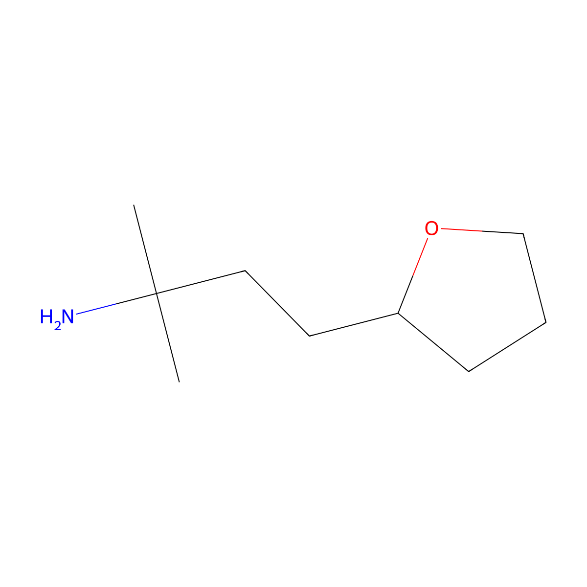 2-Methyl-4-(oxolan-2-yl)butan-2-amine molecular structure, CAS 1490882-57-9