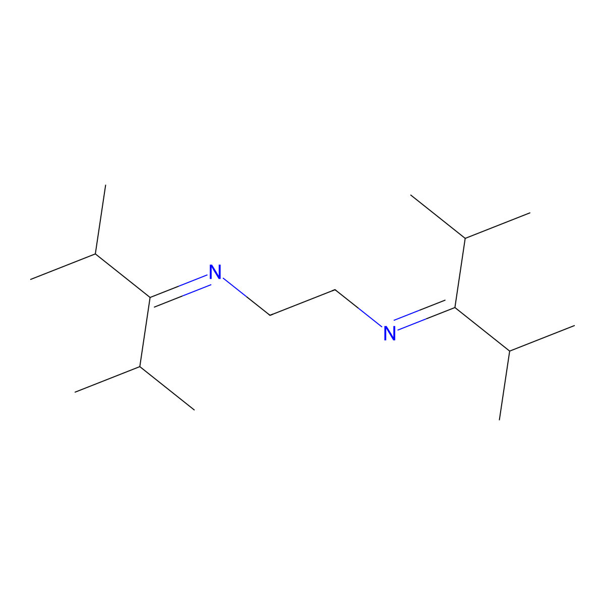 N,N'-Bis(1-isopropyl-2-methylpropylidene)ethylenediamine molecular structure, CAS 14909-27-4