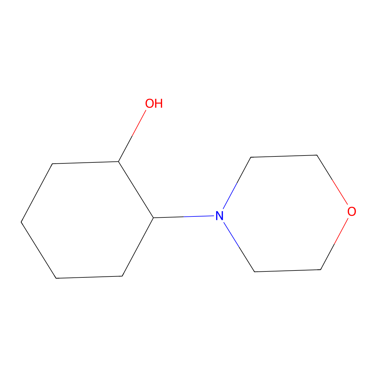 Trans-2-morpholinocyclohexanol molecular structure, CAS 14909-79-6