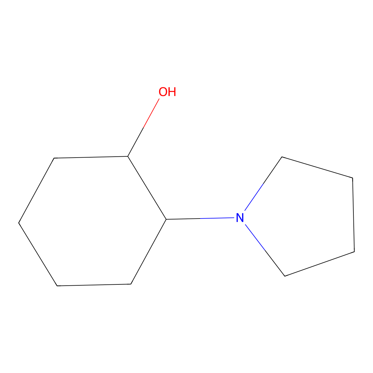 rel-(1R,2R)-2-(1-Pyrrolidinyl)cyclohexanol molecular structure, CAS 14909-81-0