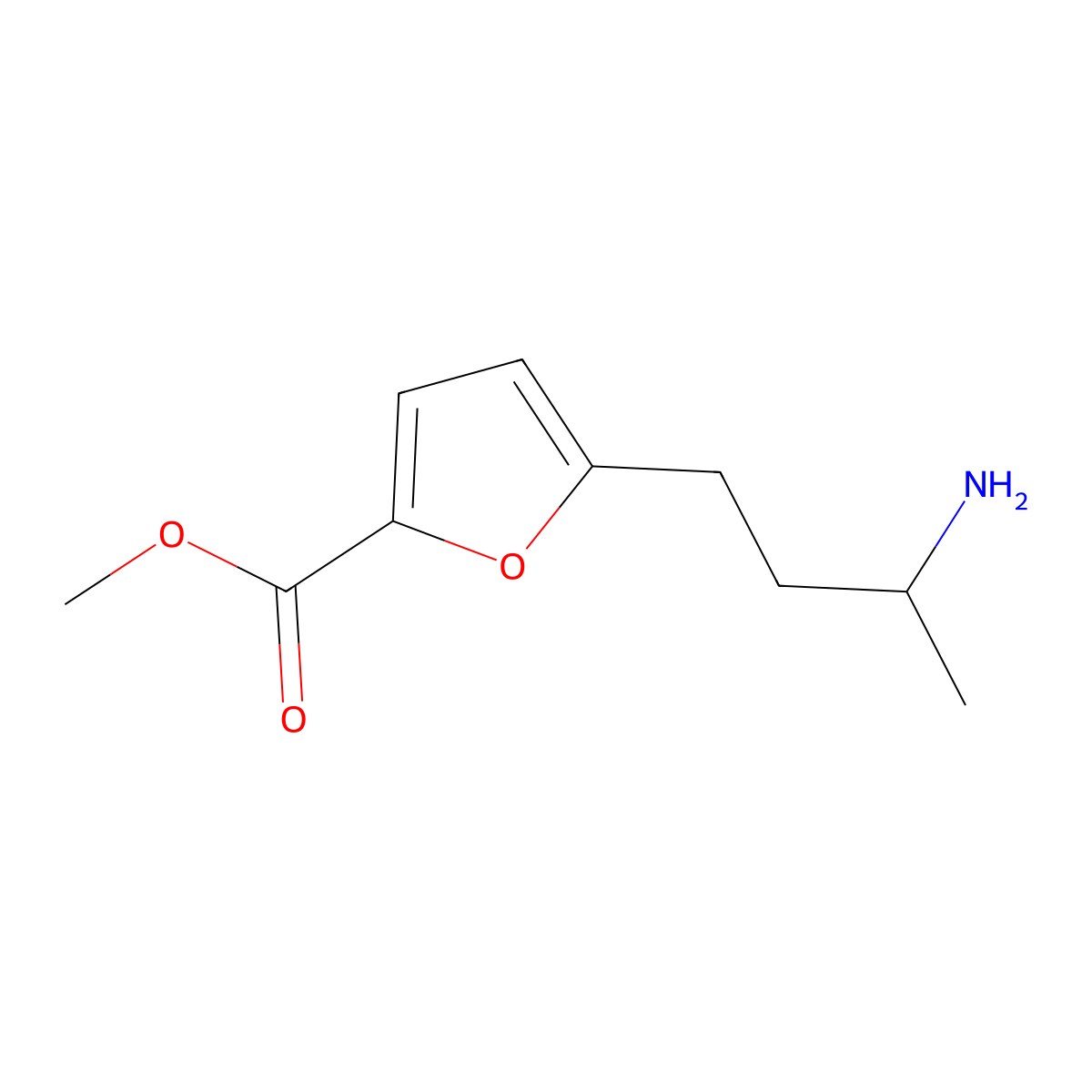 Methyl 5-(3-aminobutyl)furan-2-carboxylate molecular structure, CAS 1490907-31-7