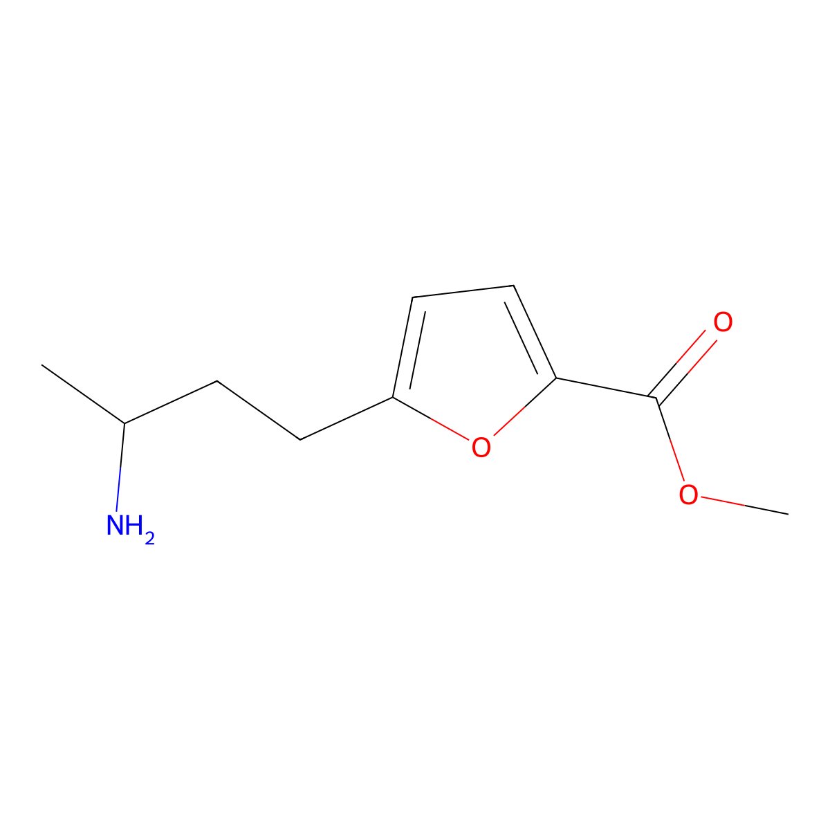 Methyl 5-(3-aminobutyl)furan-2-carboxylate molecular structure, CAS 1490907-31-7